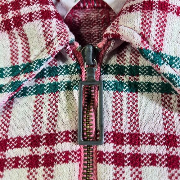 Boy’s Vintage Zipper Plaid Polo 1960s Healthtex Sz 2T Green Red Permanent Press - Picture 4 of 6